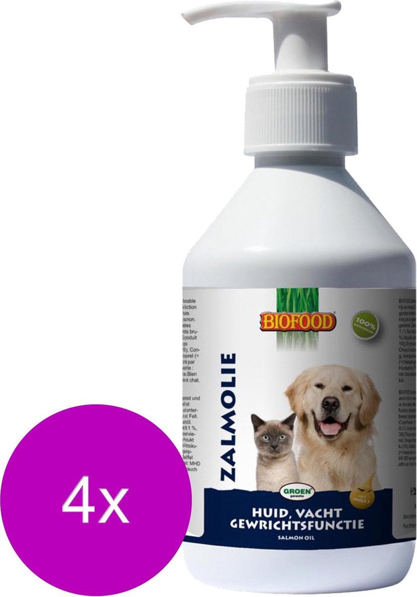 Biofood Zalmolie Zalm - Hondensnacks - 4 x 250 ml