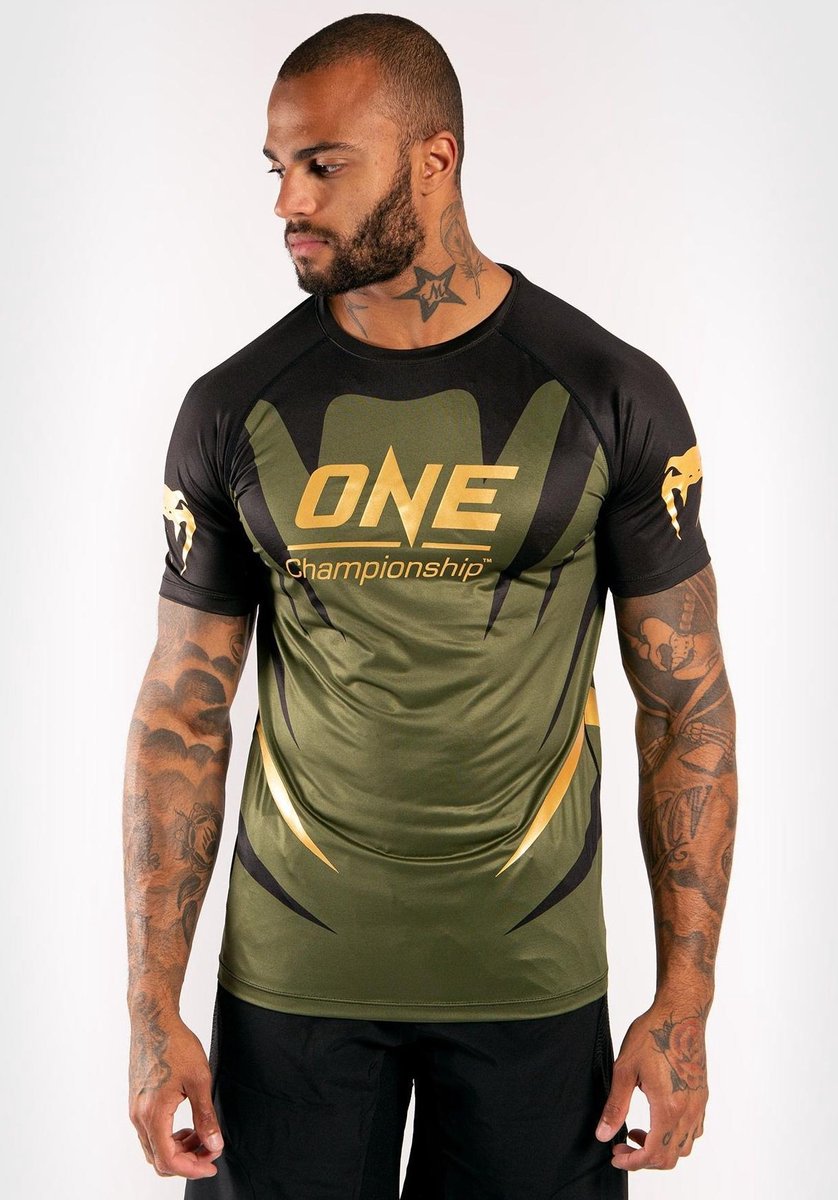 Venum X ONE FC Dry Tech T-shirt Khaki Gold maat XL