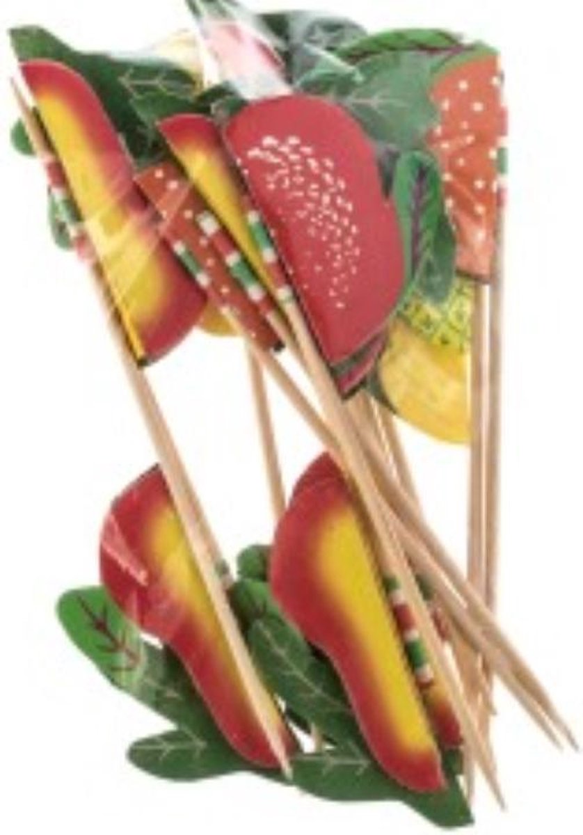 Cocktail prikker met fruit figuur 12 stuks