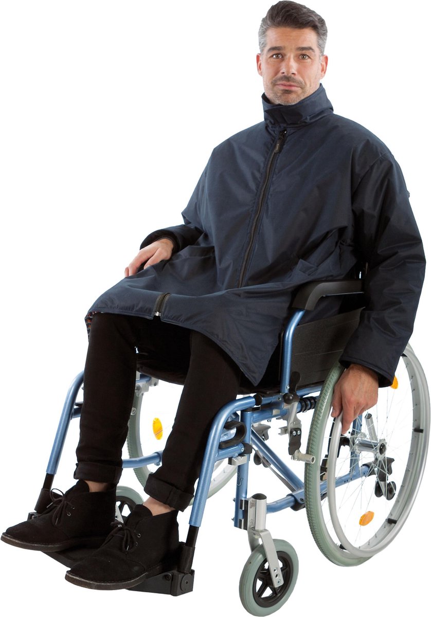 Rolstoeljas winter | Rolstoeljassen & Rolstoelponcho's | Aangepaste jas rolstoel | Donkerblauw | L