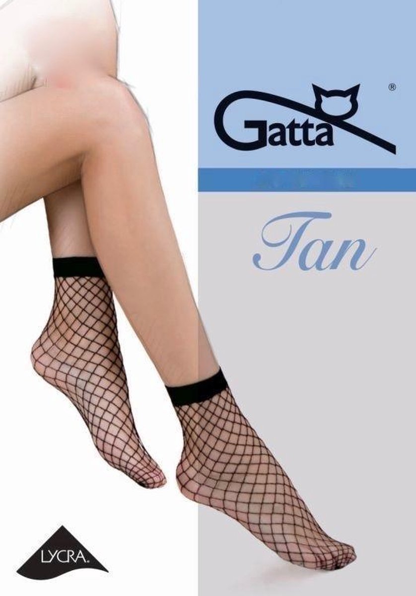 Gatta grove visnet pantysokken TAN 15DEN. Zwart. Universeel