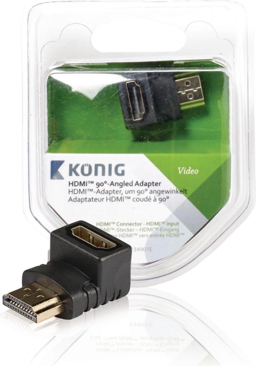 HDMI 90°-angled adapter HDMI Connector - HDMI input 1 pc grey