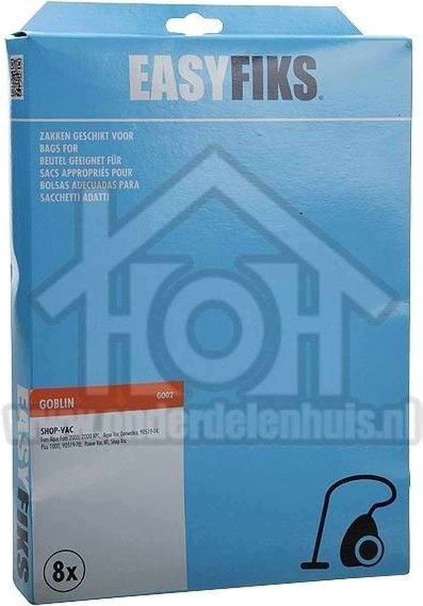 Easyfiks Stofzuigerzak Papier 8 stuks Nw Stijl Wet & dry-1000 Canister