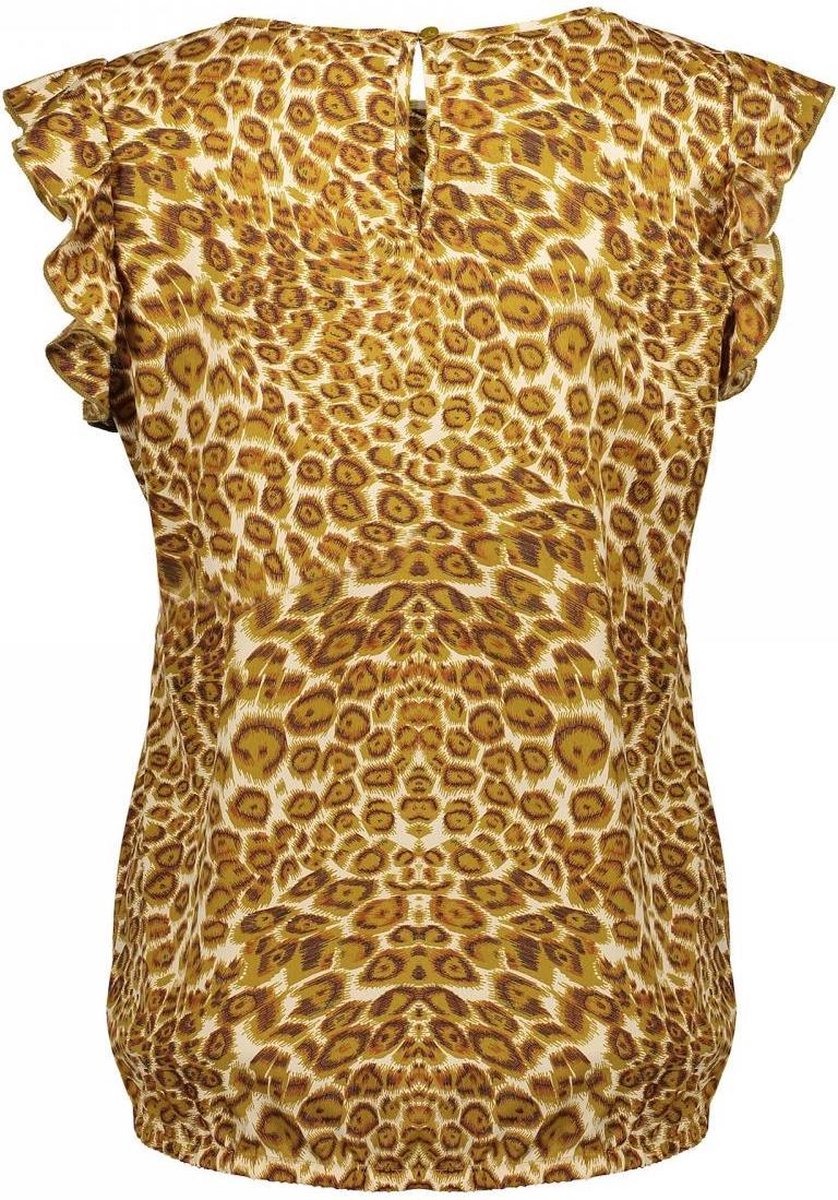 Geisha Top AOP Leopard Ruffle Sleeveless - L
