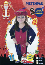 Pietenpak – Velours - Kind – Meisjes - 3 delig - maat 110-116 – Paars / Roze