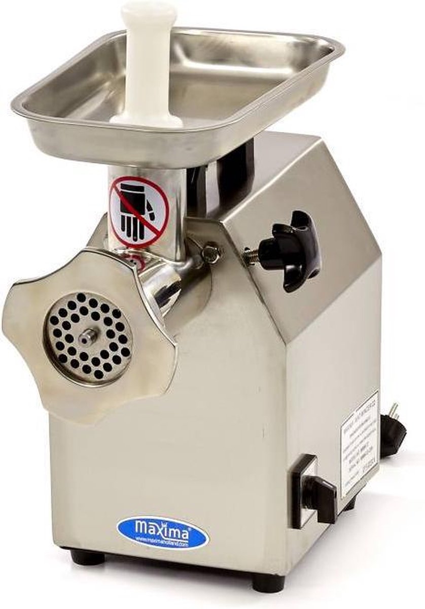 Elektrische Vleesmolen 22 - 82 mm - RVS - 2 Standen - Productie 220 kg per uur - Incl. accessoires - Professionele Vleeswolf / Gehaktmolen  - Maxima
