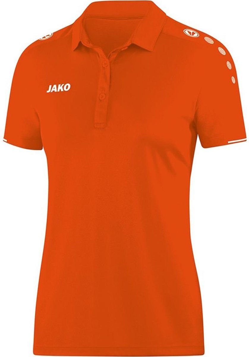 Jako Polo Classico Dames Fluo Oranje-Wit Maat 42