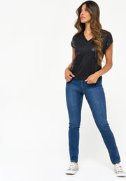 T-shirt met glimmende slangenprint - Zwart