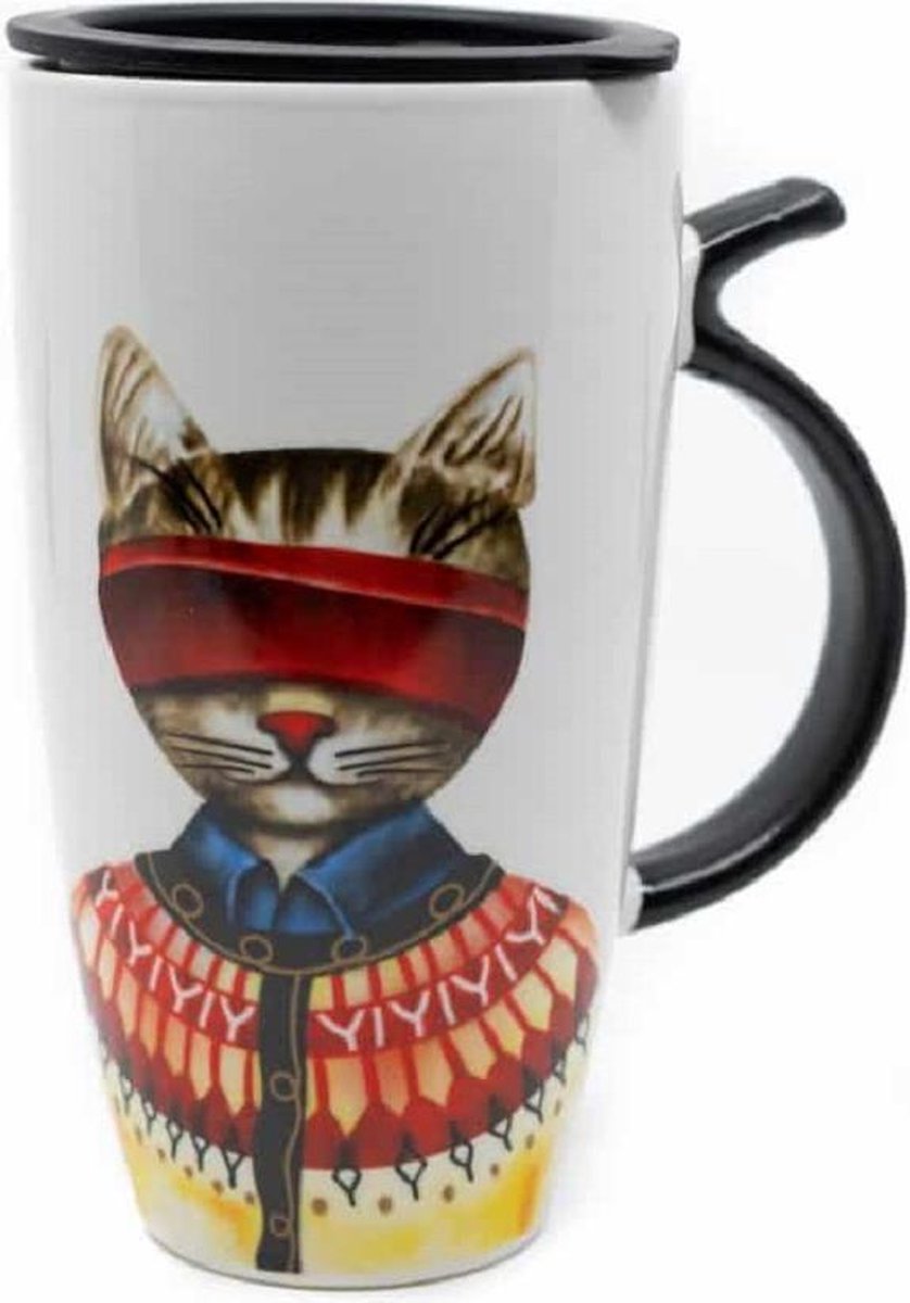 Beker Rode Kat met Staart Oortje – 400 ml