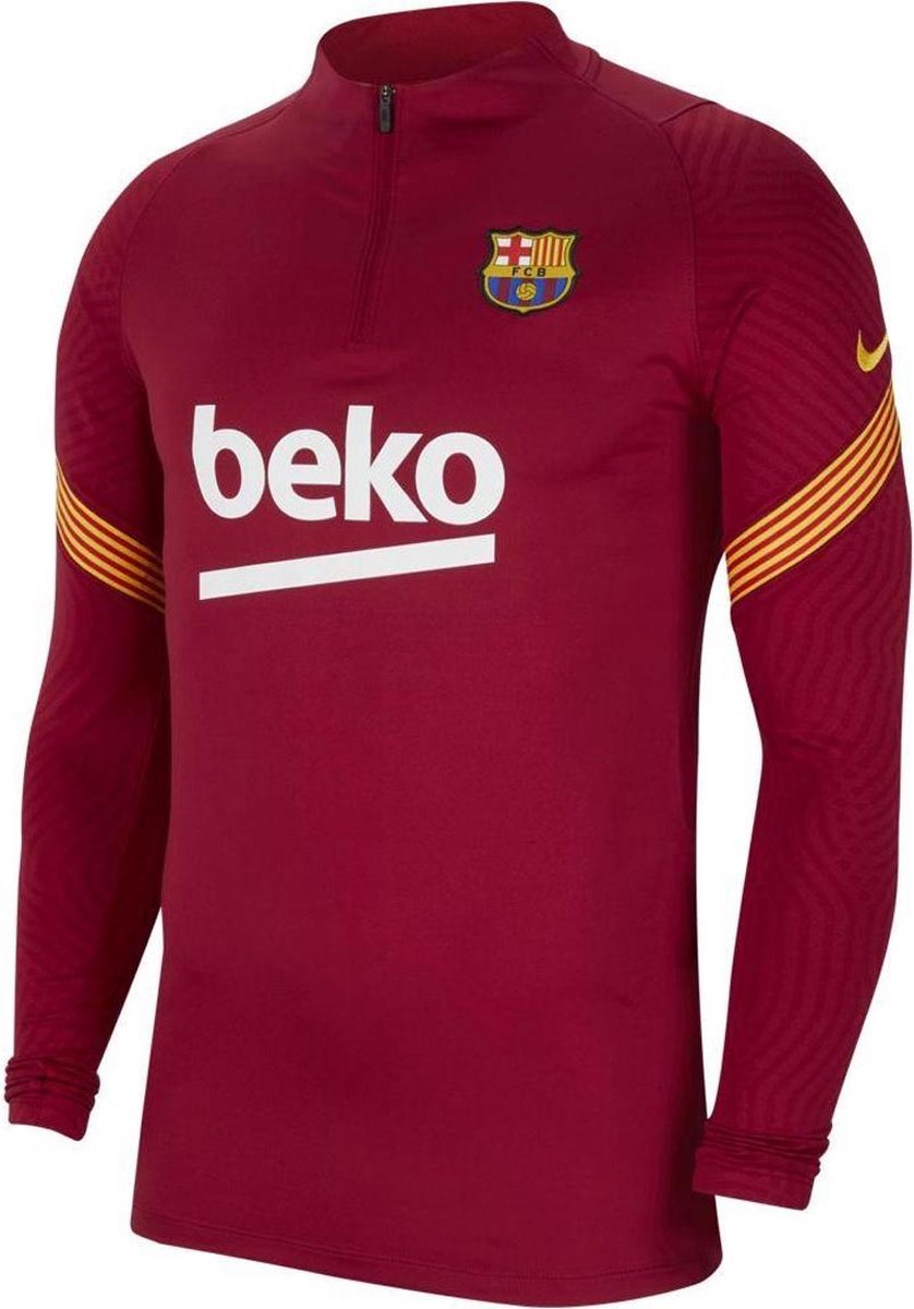 Barcelona strike drill voetbaltraingstop junior in de kleur rood.