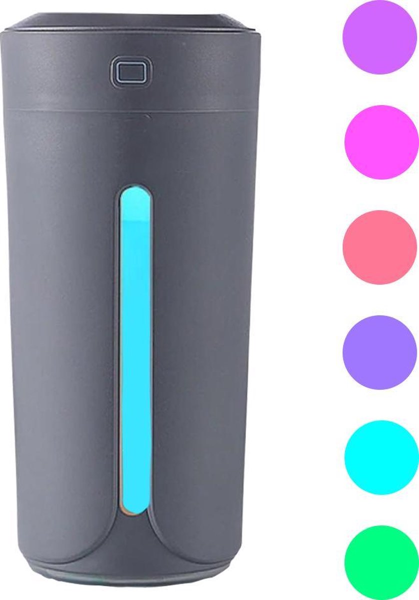 Aroma Diffuser 3 in 1 + Luchtbevochtiger Hervulbaar voor Thuis of in de Auto | 3 in 1 | 230 ML | 7 Kleur LED Verlichting | USB Ultrasone | Grijs