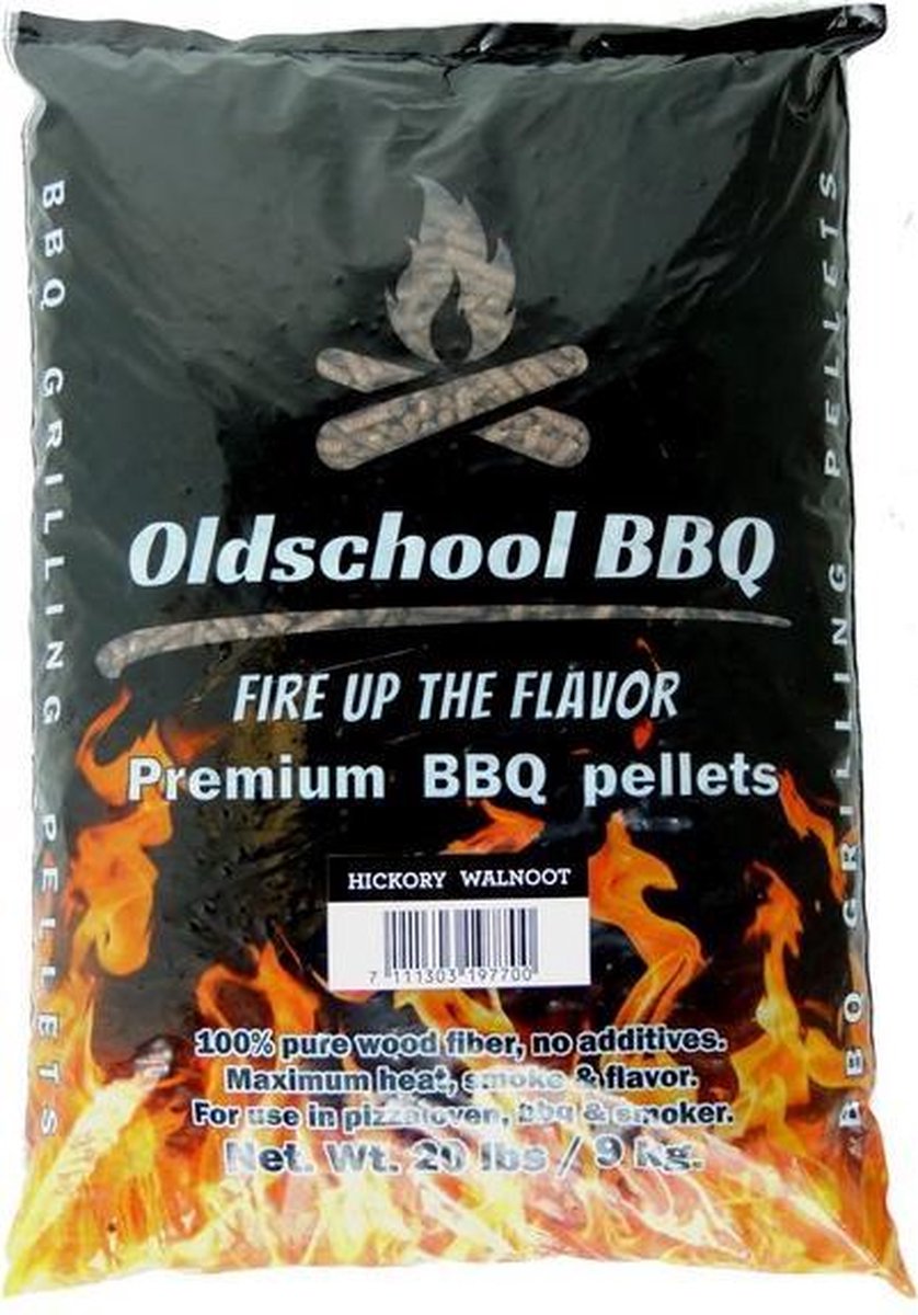 OldschoolBBQ Premium Barbecue pellets Hickory / Walnoot 9 kg voor pellet BBQ