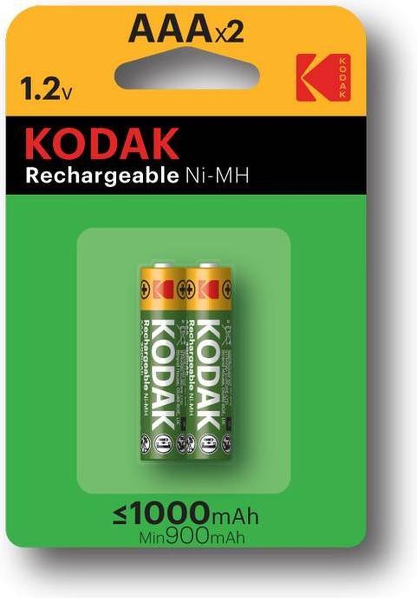 2 x AAA oplaadbare krachtige Kodak batterijen - 1000mAh
