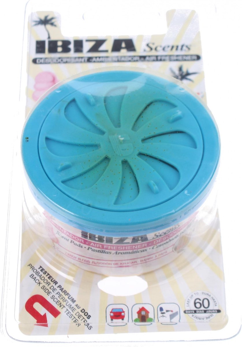 Ibiza Scents Luchtverfrisser Blikje Suikerspin Blauw Blister