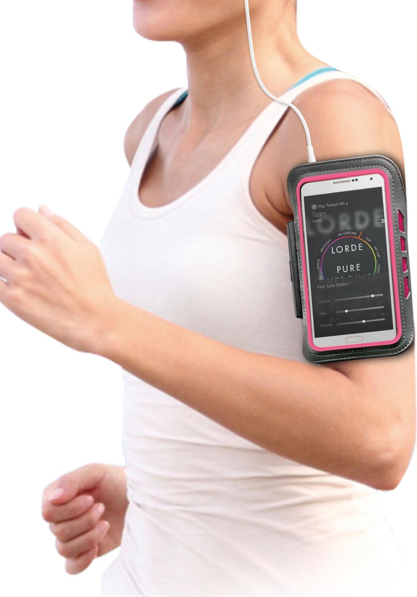 BeHello Universele LED Sportsarmband XXL - Grijs/Roze