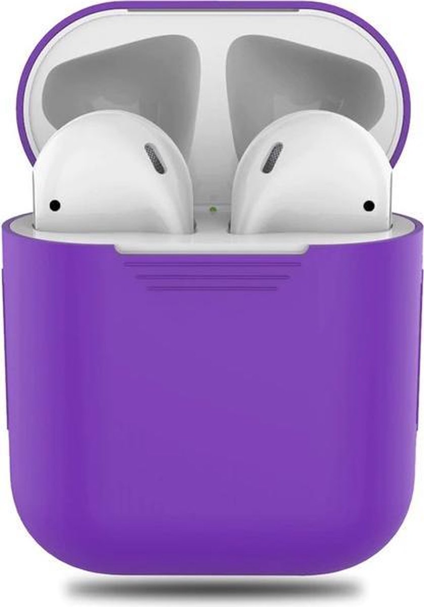 Airpods Hoesje Voor Apple Airpods - Paars - Siliconen Hoesje Voor Apple Airpods - Model 1 En 2