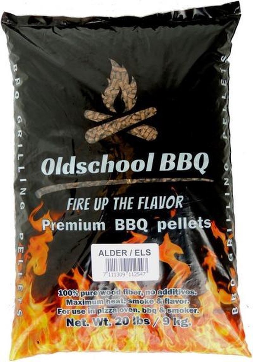 OldschoolBBQ Premium Barbecue pellets Alder - Elzen 9 kg voor pellet BBQ