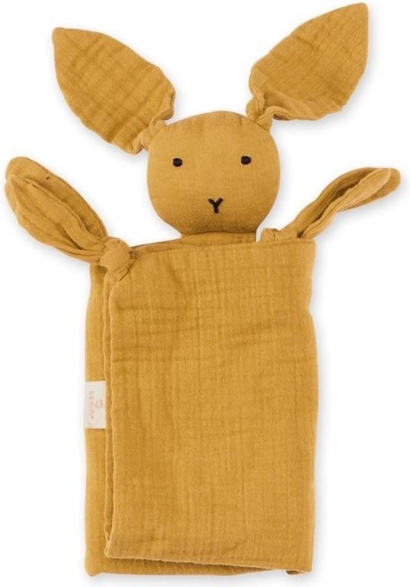 Bemini Knuffeldoekje Speendoekje Baby Konijn Golden Goud Geel 40 x 40 cm Okergeel