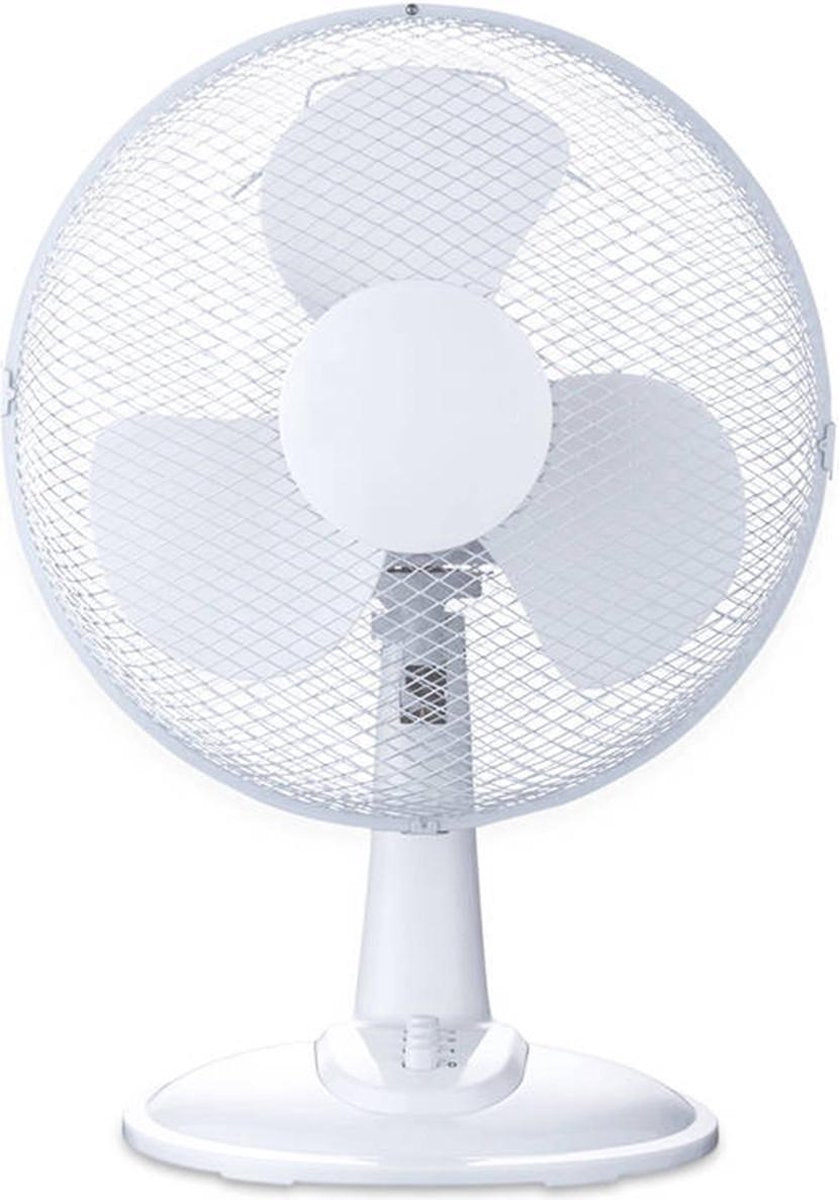 Ventilator - Aigi Lyno - 25W - Tafelventilator - Staand - Rond - Mat Wit - Kunststof - BES LED