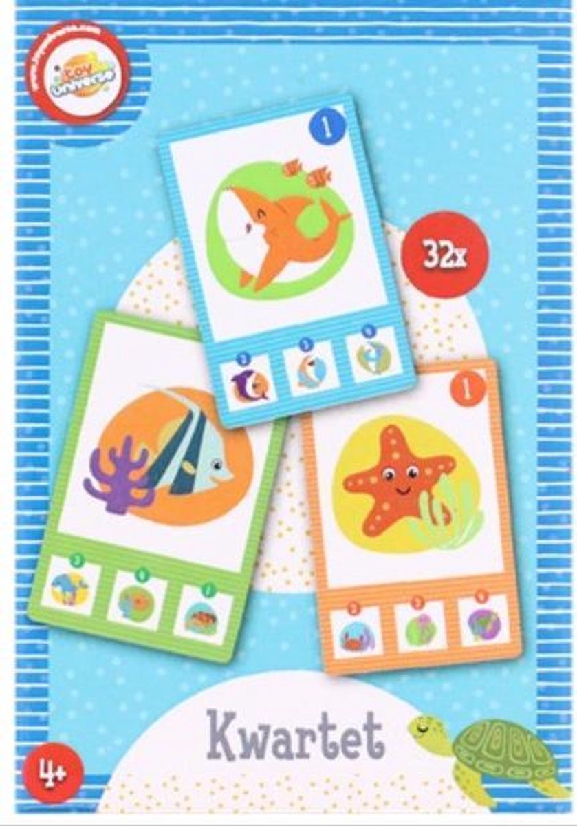 kwartet - kwartet voor kinderen - dieren haai - vis - zeester- spelkaarten - kaarten - kaartspellen - kwartetten - spel - voor kinderen - vanaf 4 jaar