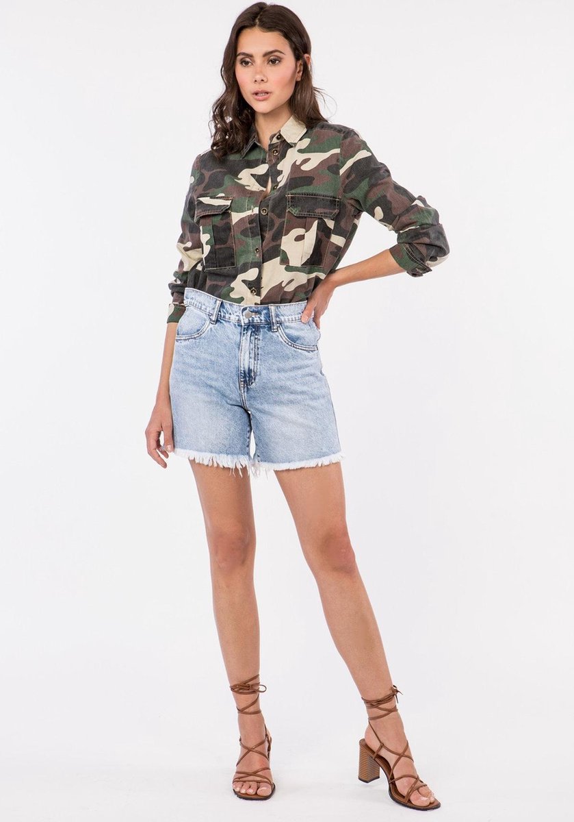 TOXIK3 SHORT - Bleu Jeans - Korte Spijkerbroek - Rafel rand