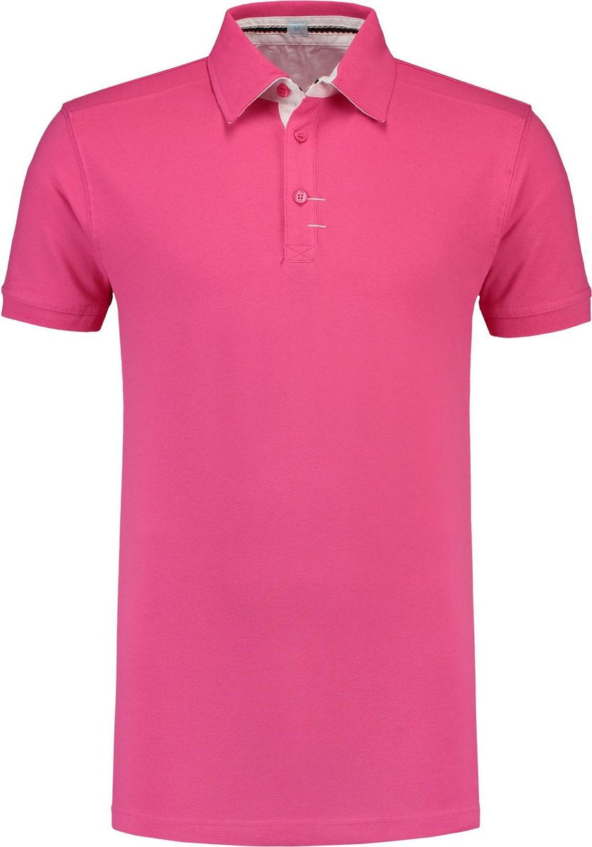 L&S Polo Contrast Cot/Elast SS for him