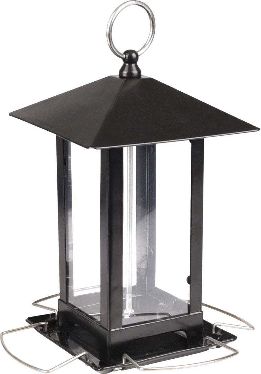 Voedersilo zaden kimi metaal zwart 14x14x22 cm Flamingo