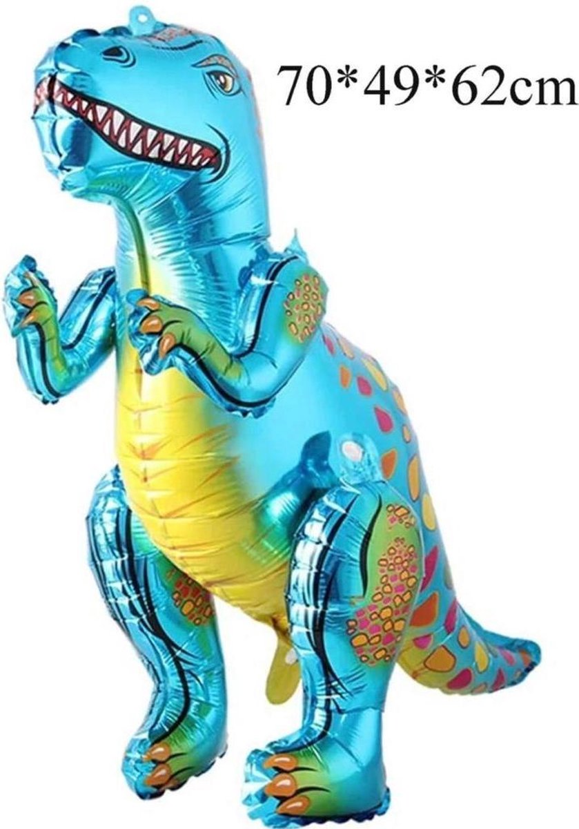 Dino ballon-blauw- 62x49x70 cm - Ballonnen - Dino feest - Thema feest - Verjaardag - Helium ballon - dinosaurus ballon - Folie ballon