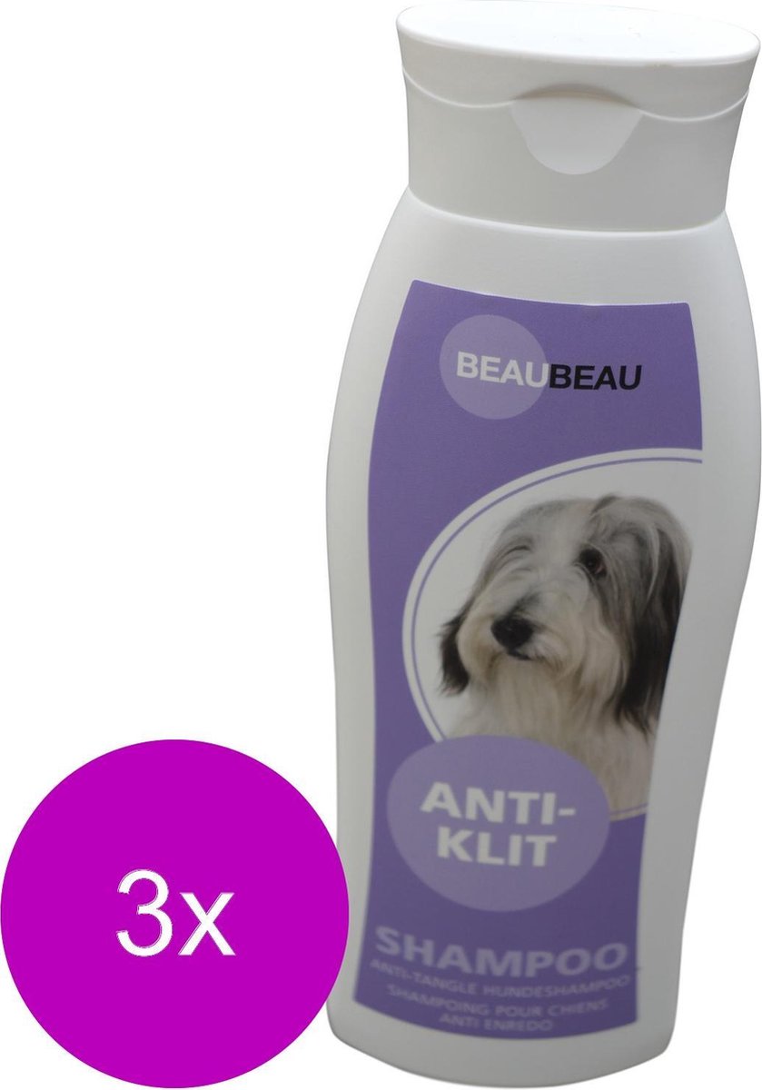 Beaubeau Hondenshampoo Ant-Klitten Meerglans - Hondenvachtverzorging - 3 x 500 ml