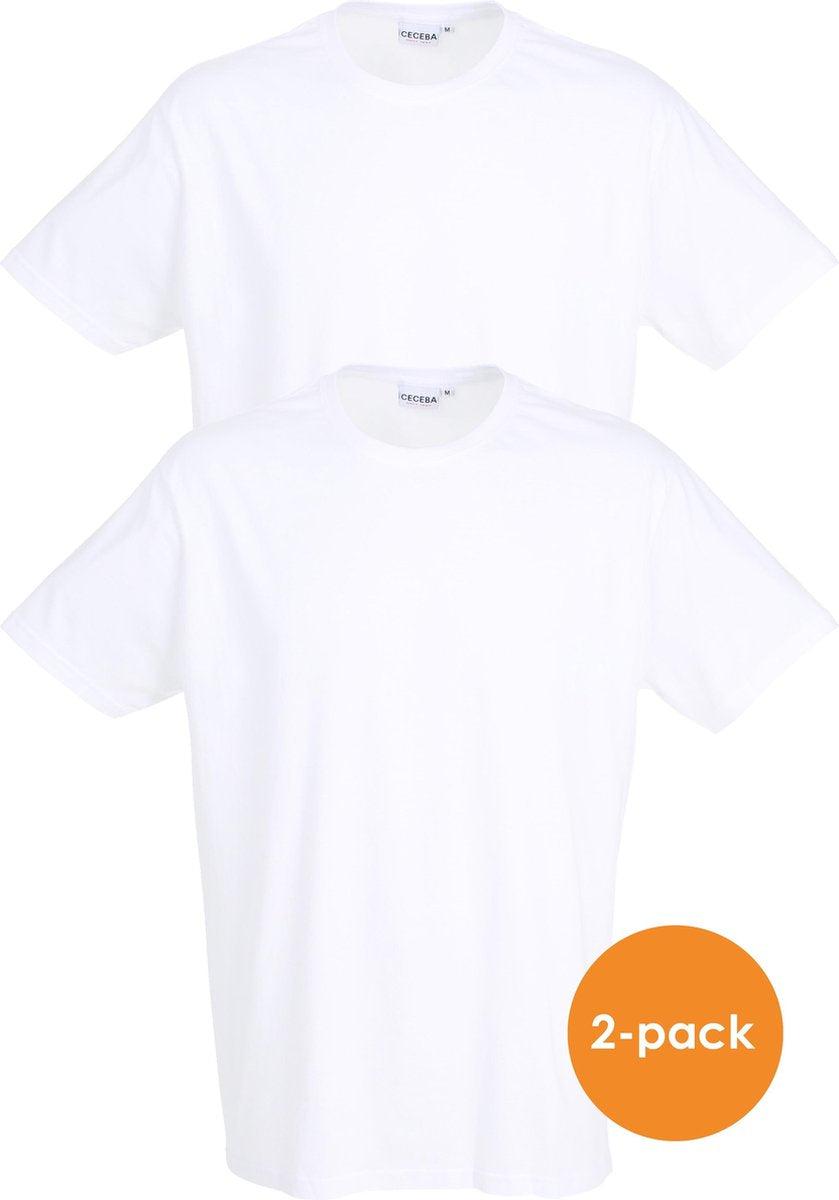 Ceceba heren T-shirts regular fit (2-pack) - O-hals - wit -  Maat: L