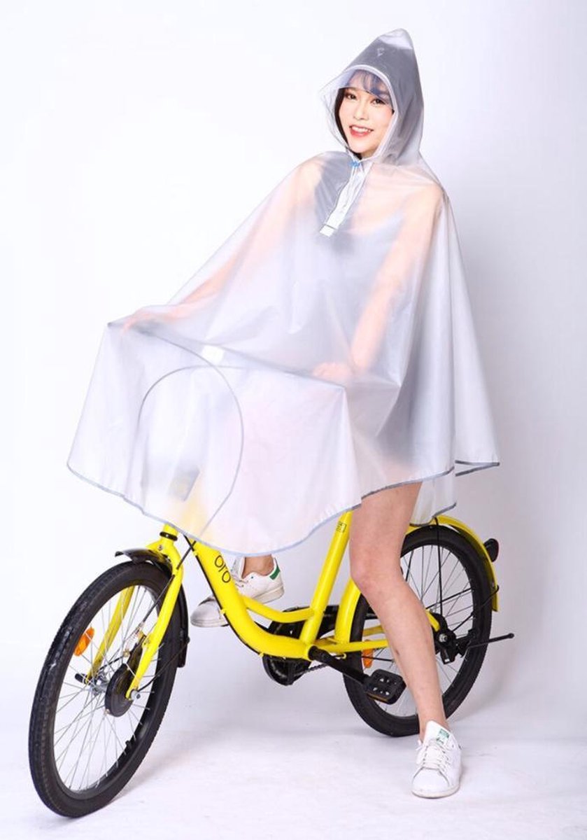 WiseGoods Regenponcho Fiets - Fietsponcho - Scootmobiel Poncho - Regenjas - Waterdicht - Winddicht - One Size - Wit Transparant