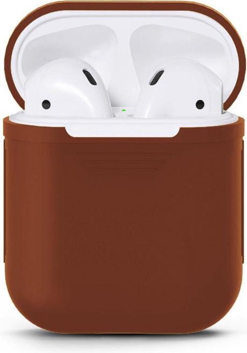 AirPods Hoesje - Siliconen Bescherm Case Hoesje - Bruin - Smartphonica