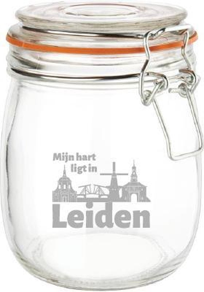Gegraveerde Weckpot 0.75 ltr. Leiden