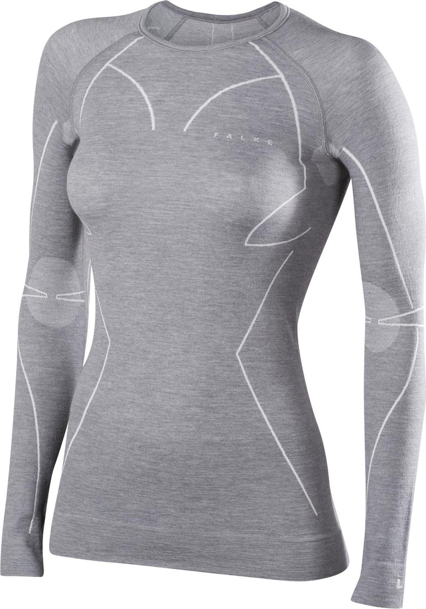FALKE Wool Tech LS Shirt Comfort Dames 33211 - Grijs 3757 grey-heather Dames - S