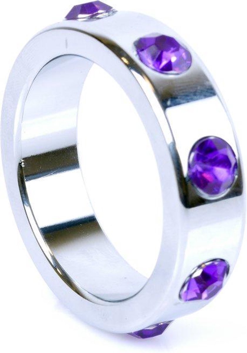 Bossoftoys - Metalen - Cockring - Diamandjes - Paars - Groot - 64-00006