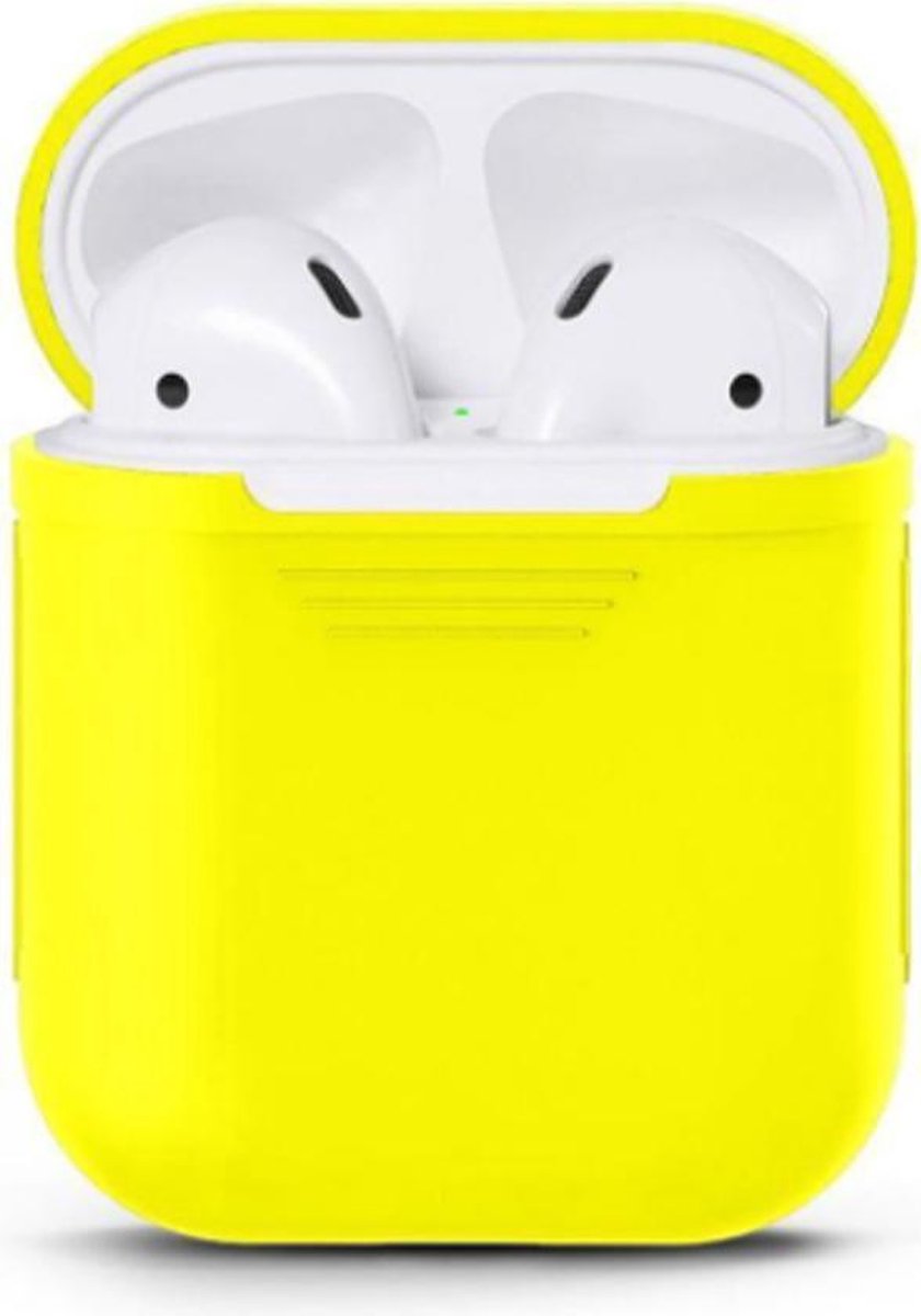 AirPods Hoesje - Siliconen Bescherm Case Hoesje - Geel - Smartphonica