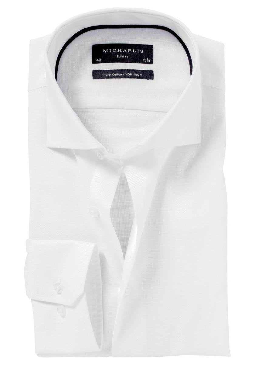 Michaelis Heren Overhemd Wit Royal Oxford Slim Fit - 40
