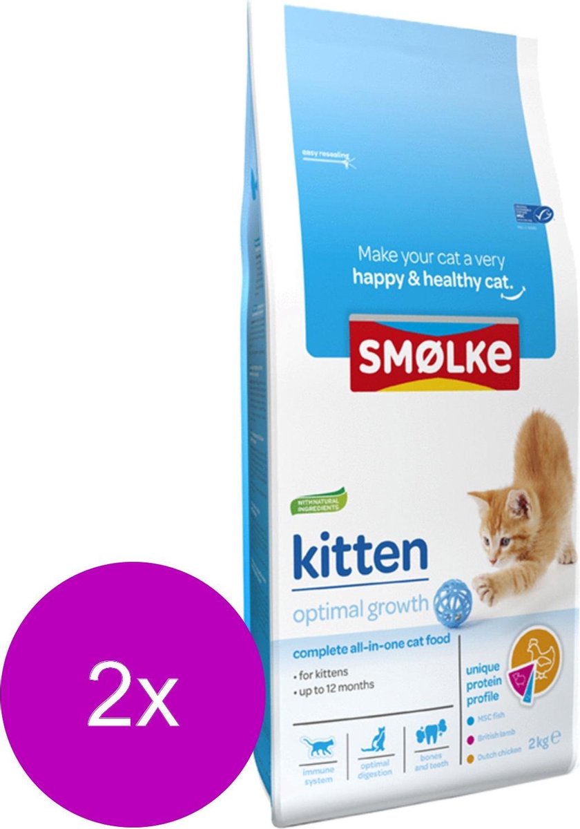 Smolke Kitten Kip&Granen&Vis - Kattenvoer - 2 x 2 kg