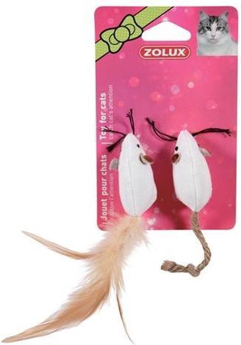 Zolux canvas muis wit 5 cm 2 st
