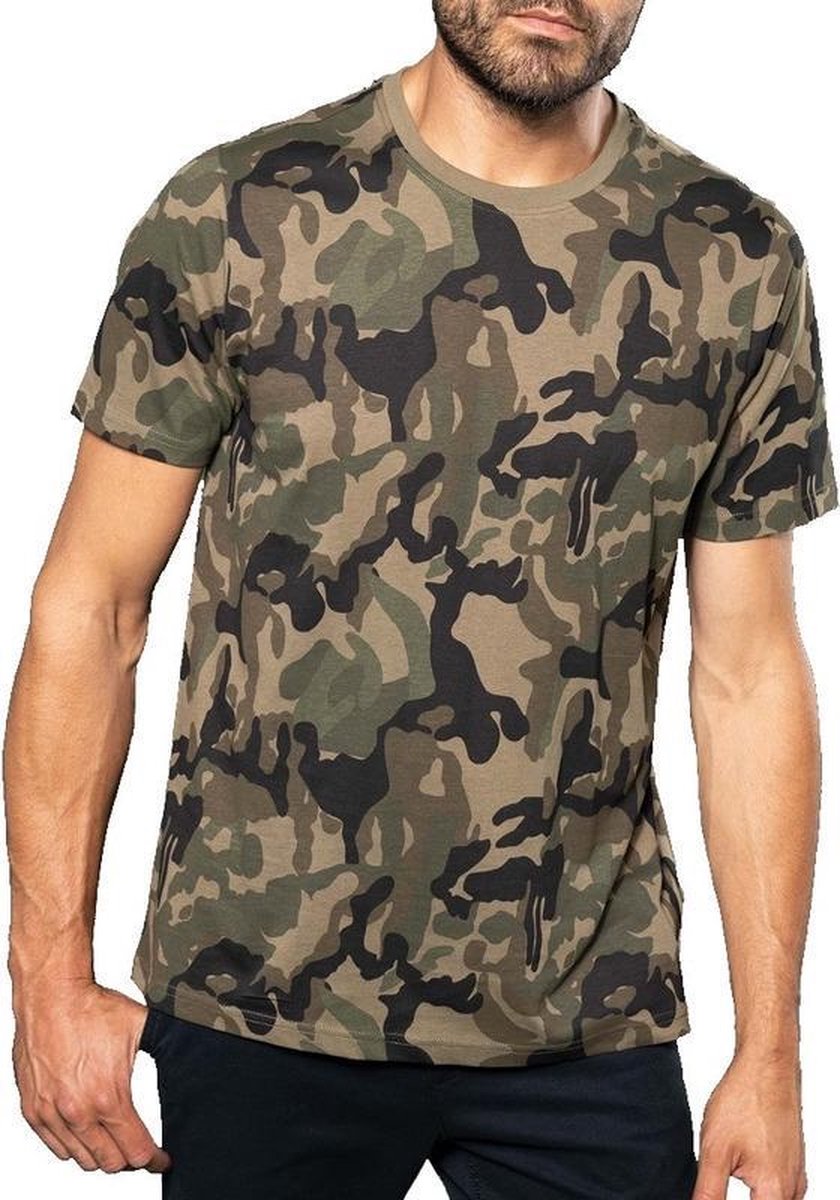 Camouflage t-shirt met korte mouwen voor heren - herenkleding - camouflage kleding 2XL