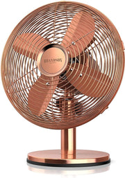 Tafelventilator in koper design - ventilator 3 snelheden - mobiele ventilator - inschakelbare 80° oscillatie - hellingshoek ca. 40°