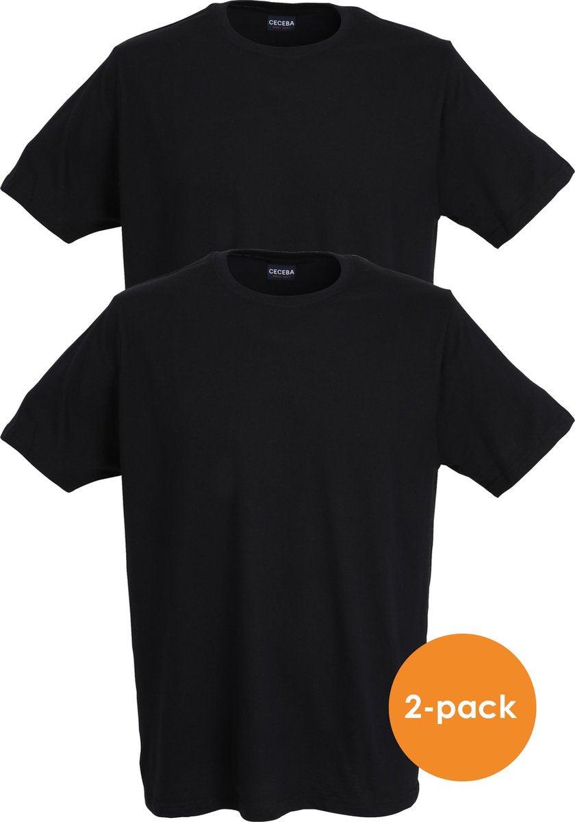 Ceceba heren T-shirts regular fit (2-pack) - O-hals - zwart -  Maat: S