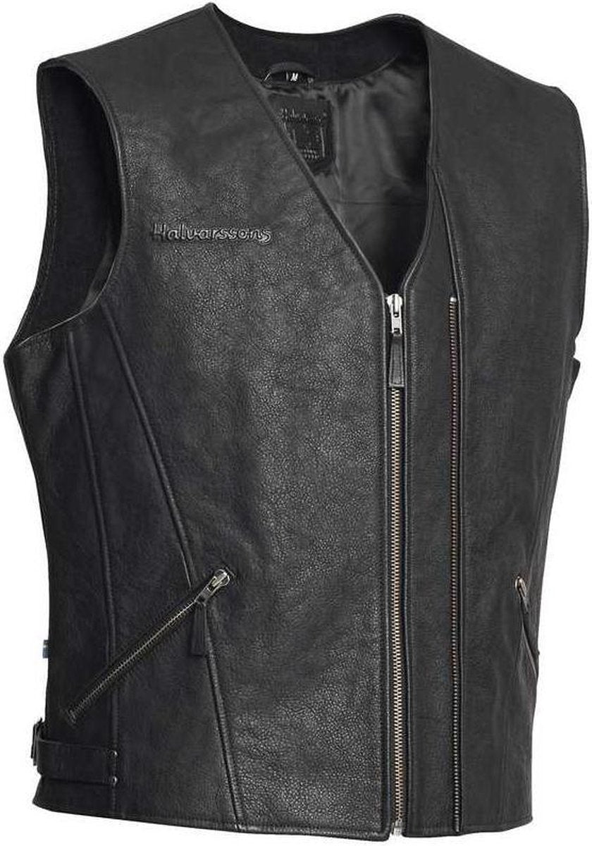 Halvarssons leren vest Cut zwart 3XL