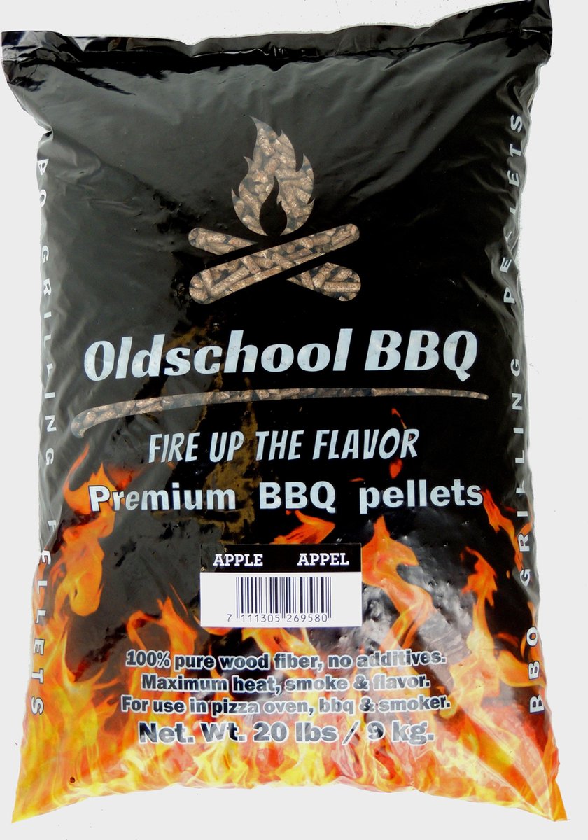 OldschoolBBQ Premium Barbecue pellets Apple - Appel 9 kg voor pellet BBQ