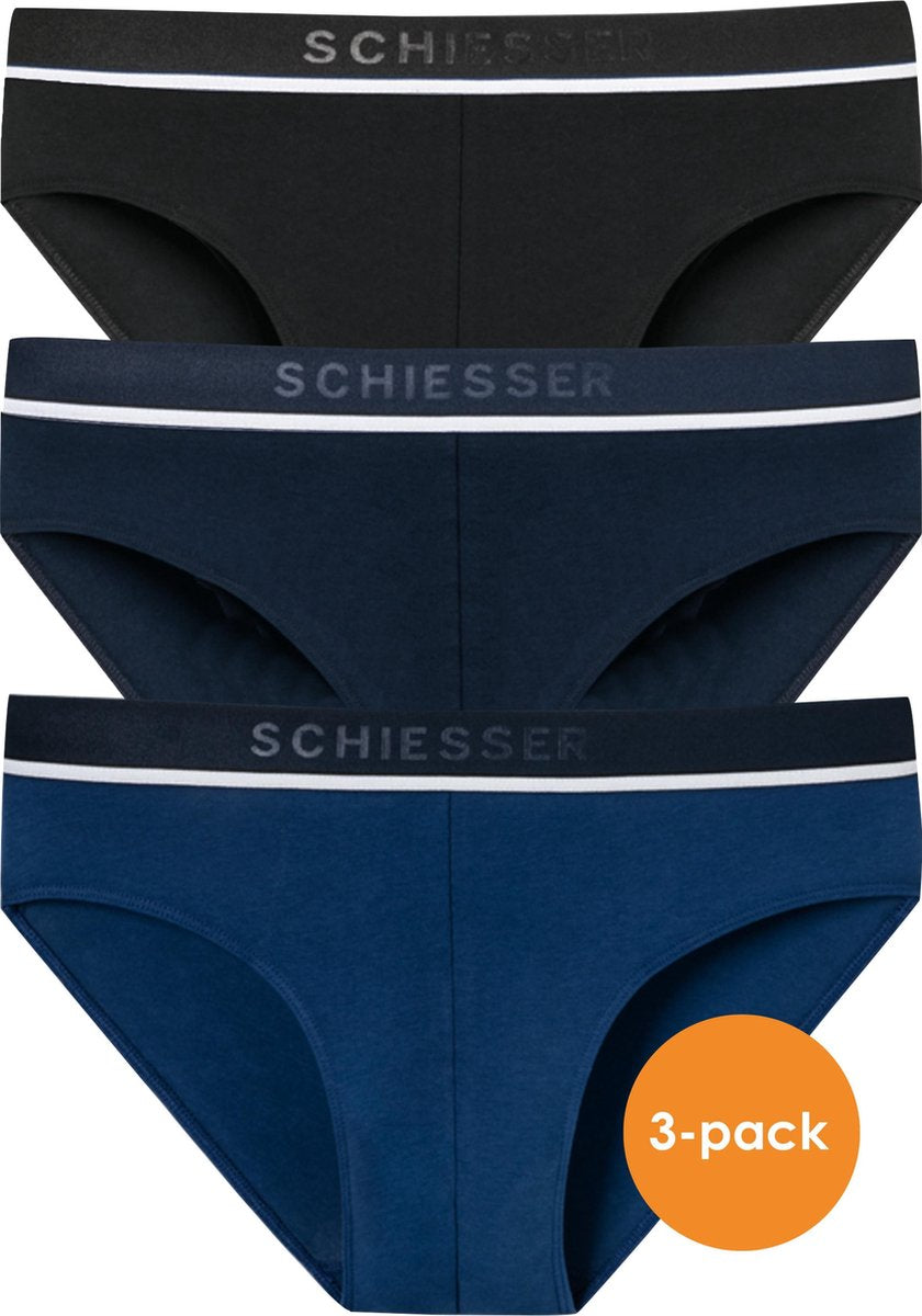 SCHIESSER 95/5 rioslips (3-pack) - zwart - blauw en donkerblauw -  Maat: L