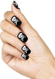 12 stuks: Set a 24 Kunstnagels Piraat / Doodshoofd - Zwart-Wit - Nepnagels