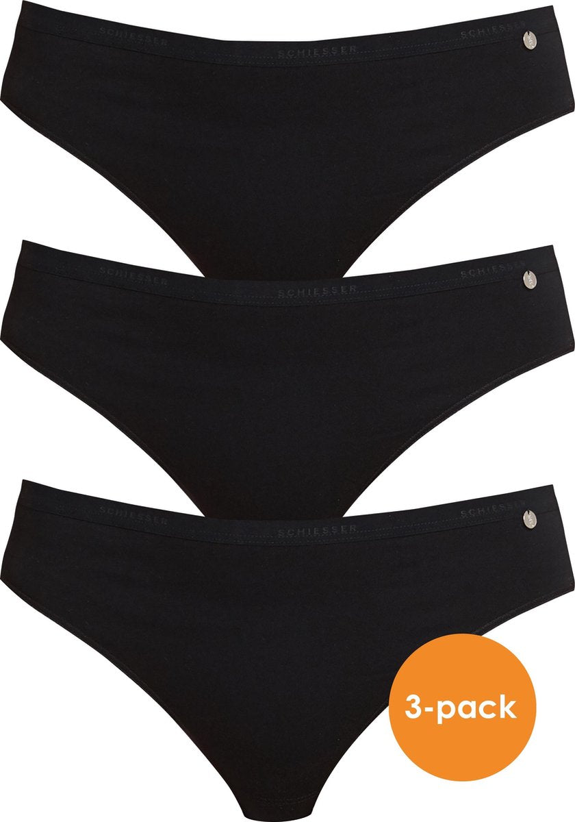 SCHIESSER 95/5 dames tai slips (3-pack) - zwart -  Maat: 40