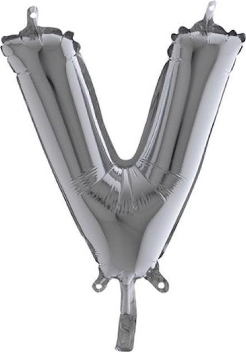 Folieballon - Letter V - Zilver - Grabo balloon - 35cm
