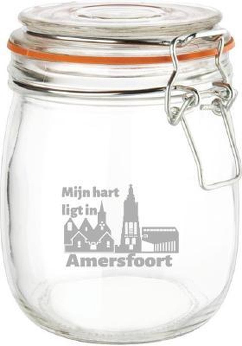 Gegraveerde Weckpot 0.75 ltr. Amersfoort