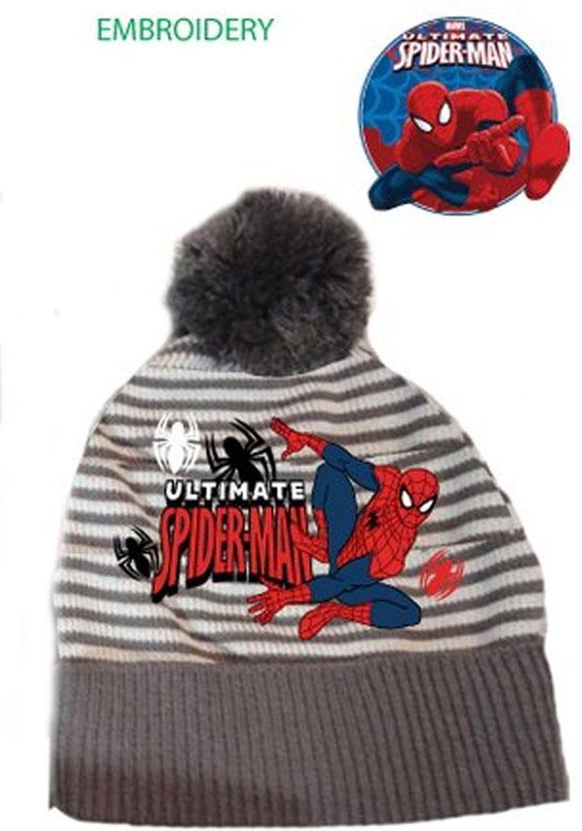 Spiderman muts maat 52 grijs